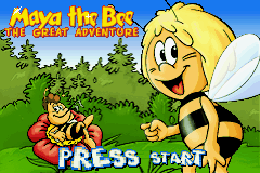 Maya the Bee the Great Adventure title screen for GameBoy Advance
